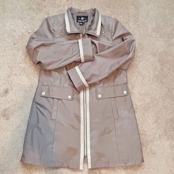 Ladie's coat, raincoat, 3 season, knee length, Beige, Size 12 - Picture 1 of 11